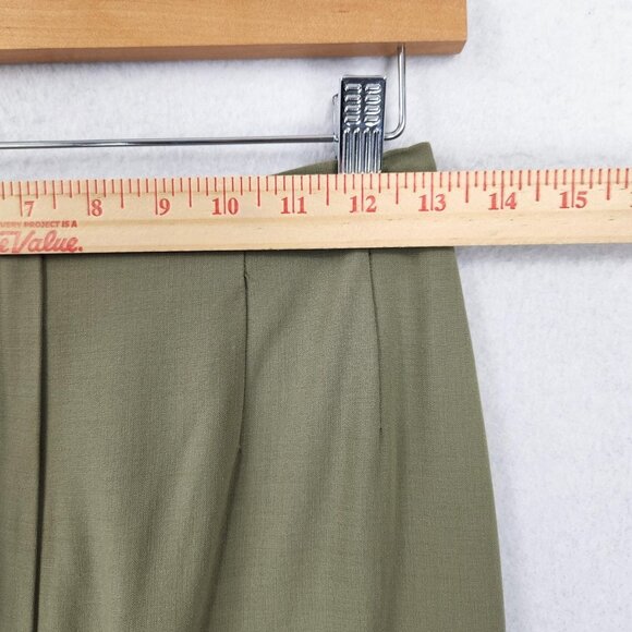 Piazza Sempione Pants Womens 26 Olive Wide Leg Mid Rise Wool Blend Made in Italy - Picture 4 of 12